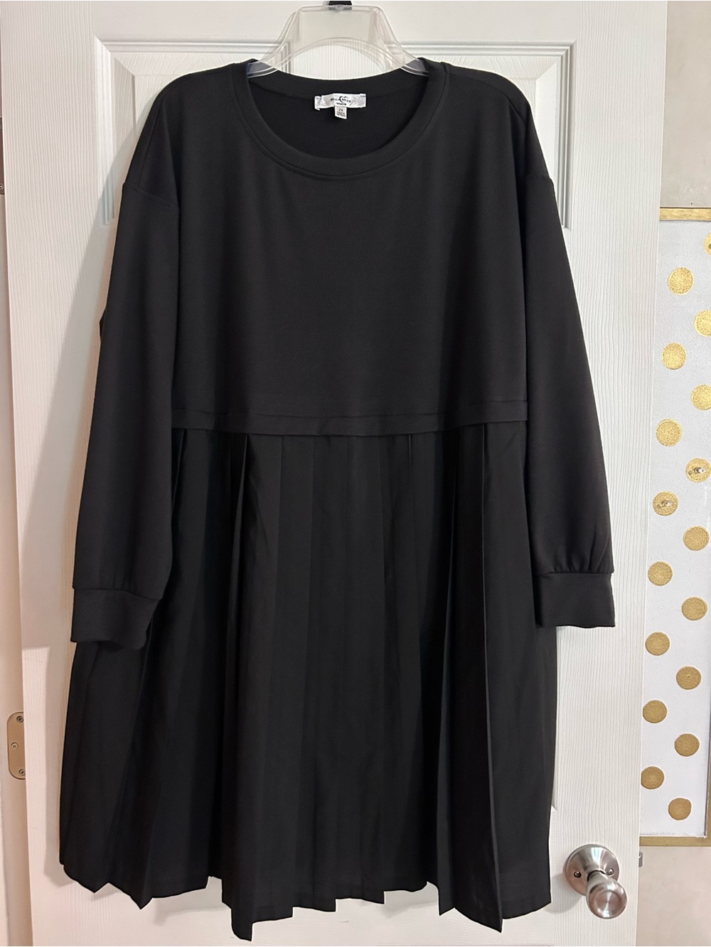 Moa Moa Black Long Sleeve Pleated Panel Dress